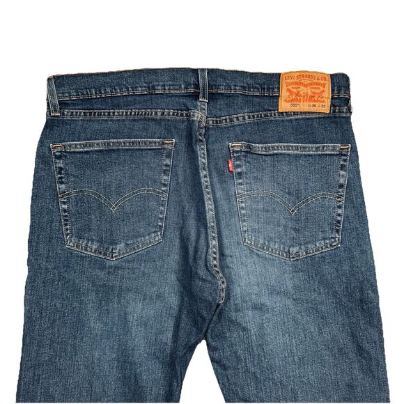 Levis 505 Jeans Mens Size 36x32 Measures 36x31 Blue Straight Leg Denim Stretch - Picture 8 of 9